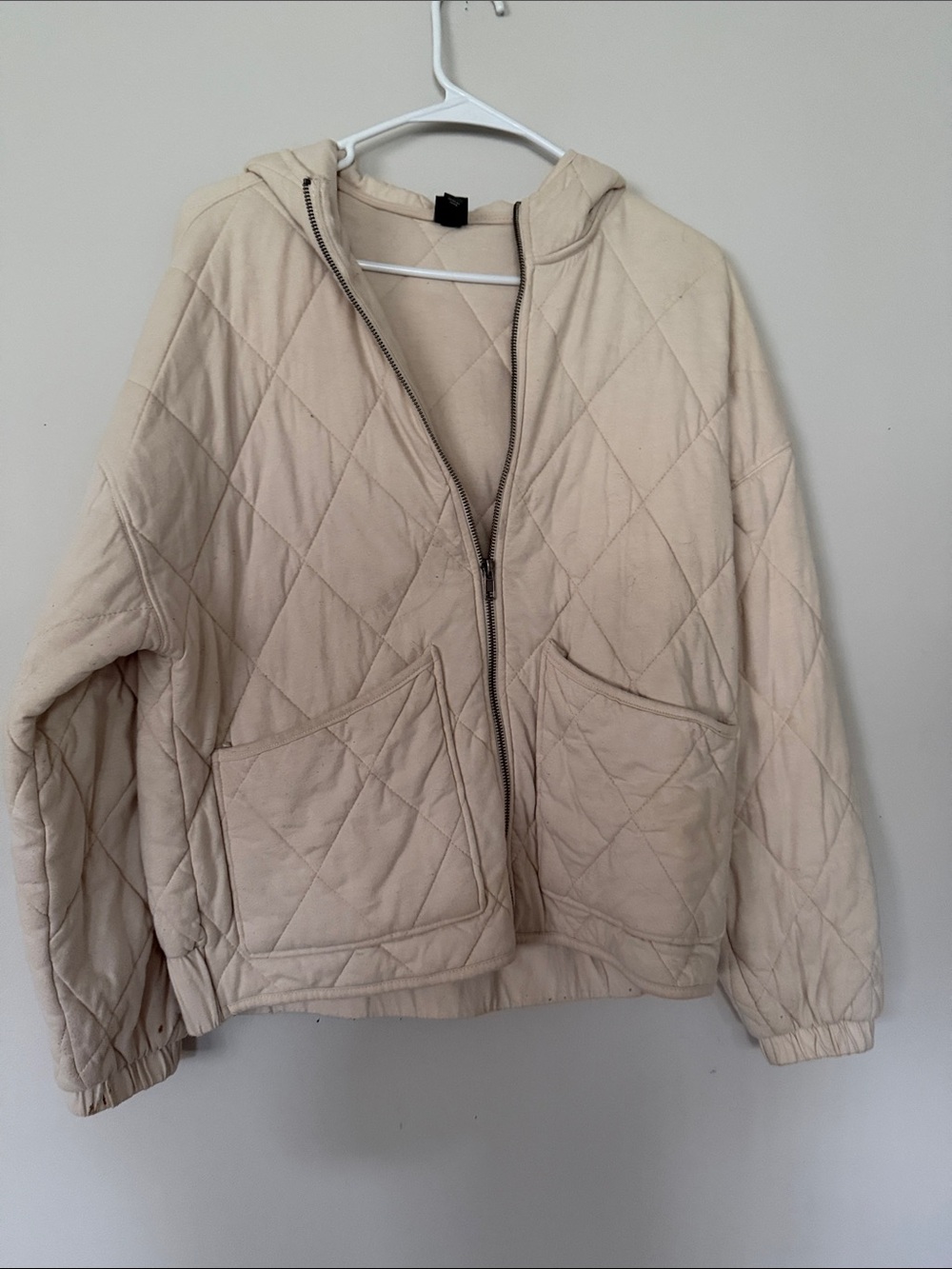 wild fable Quilted Hooded Puffer Jacket in Cream